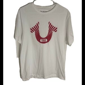 True Religion Mens T-Shirt Size Medium Logo White And Red (0328)